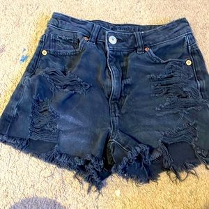 Black ripped jeans shorts
